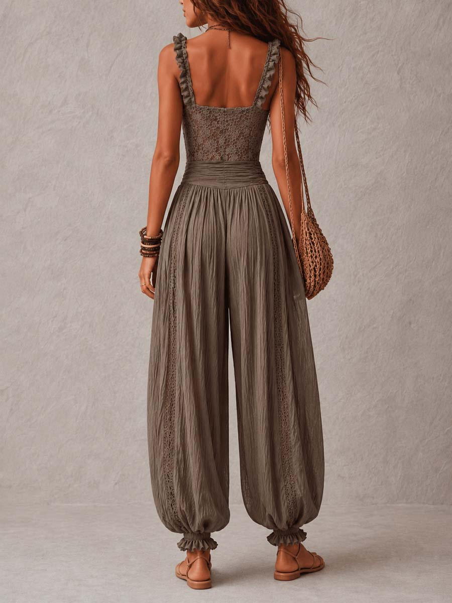 Lidia | Conjunto fluido de encaje gris