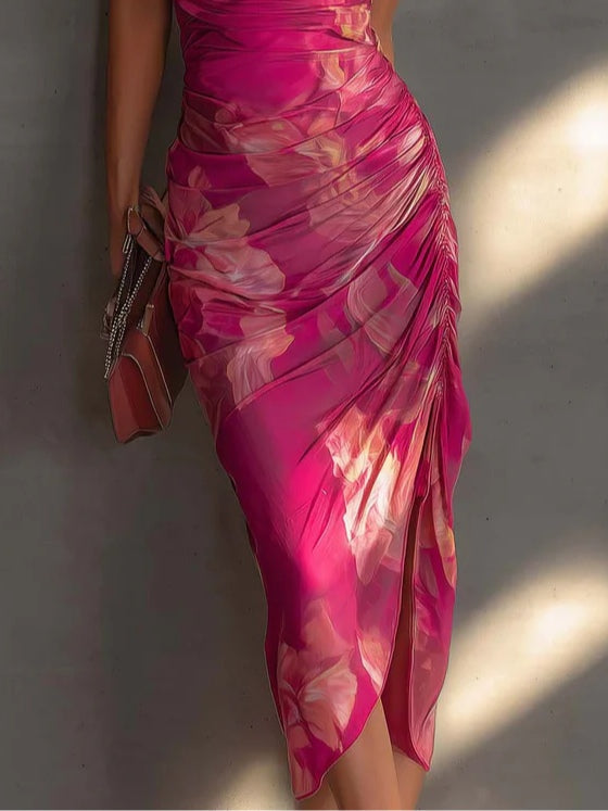 Samanta | Vestido drapeado floral