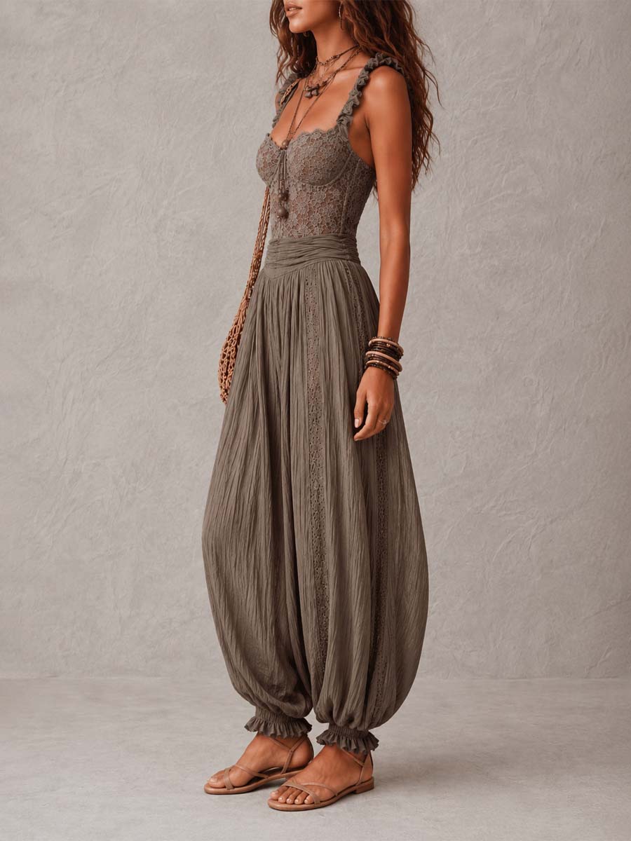 Lidia | Conjunto fluido de encaje gris