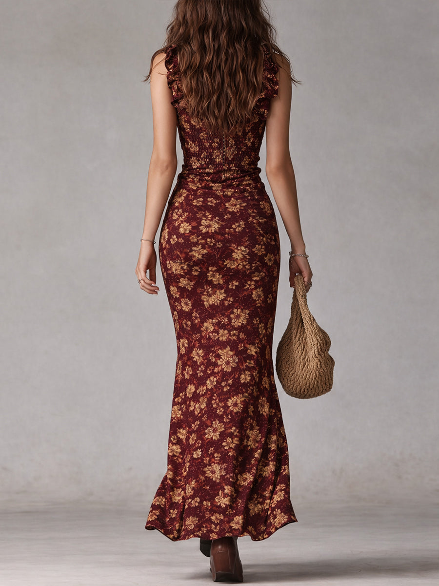 Olivia | Vestido largo estampado con abertura