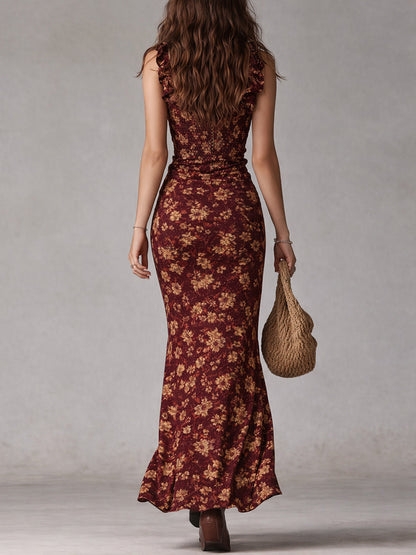 Olivia | Vestido largo estampado con abertura