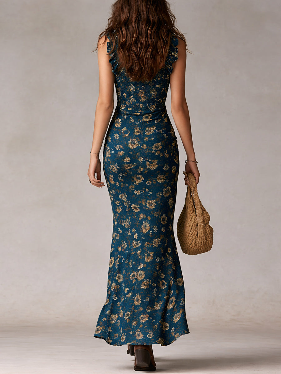 Olivia | Vestido largo estampado con abertura