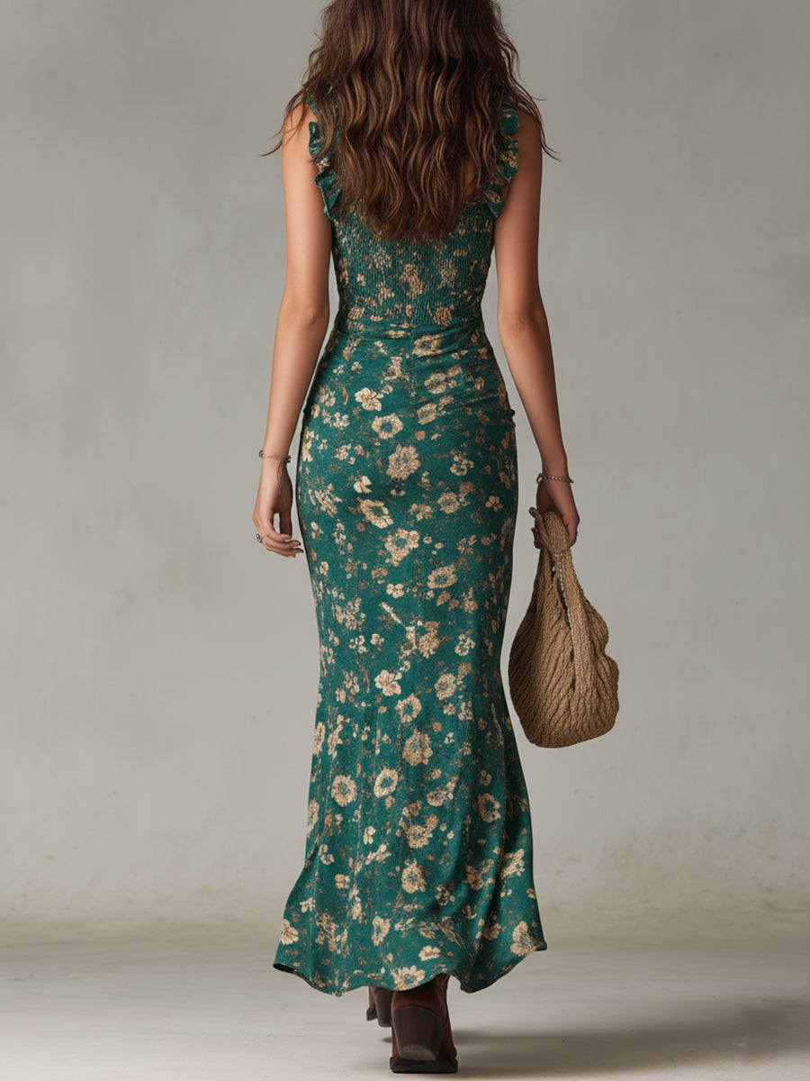 Olivia | Vestido largo estampado con abertura