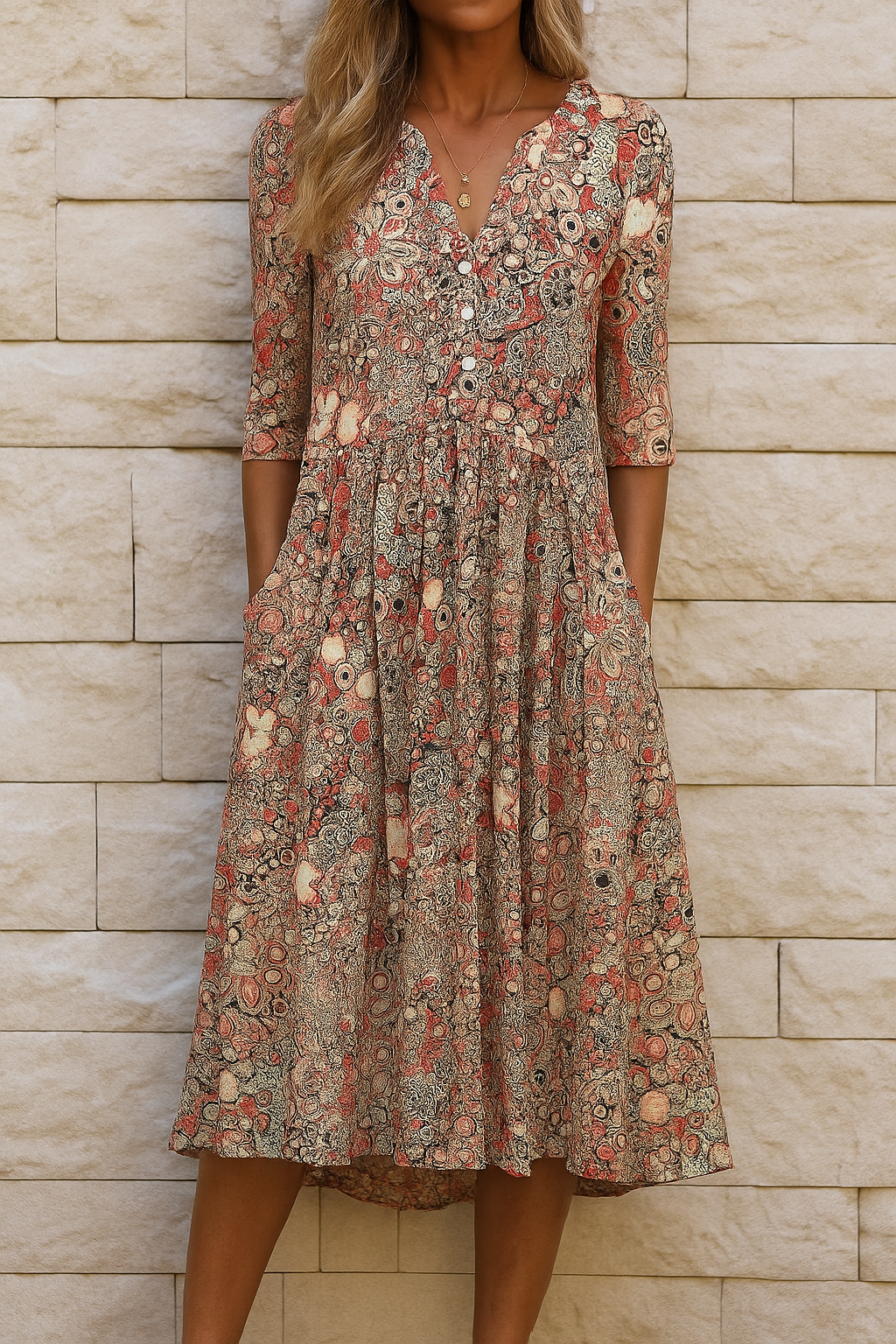Elisa | Vestido midi fluido con escote en V