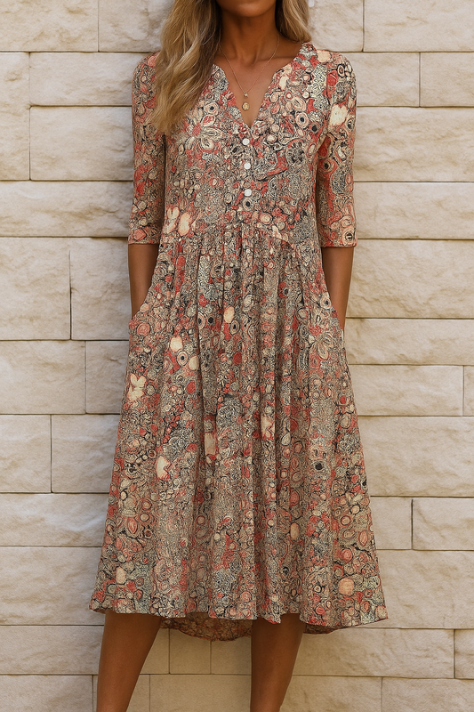 Elisa | Vestido midi fluido con escote en V