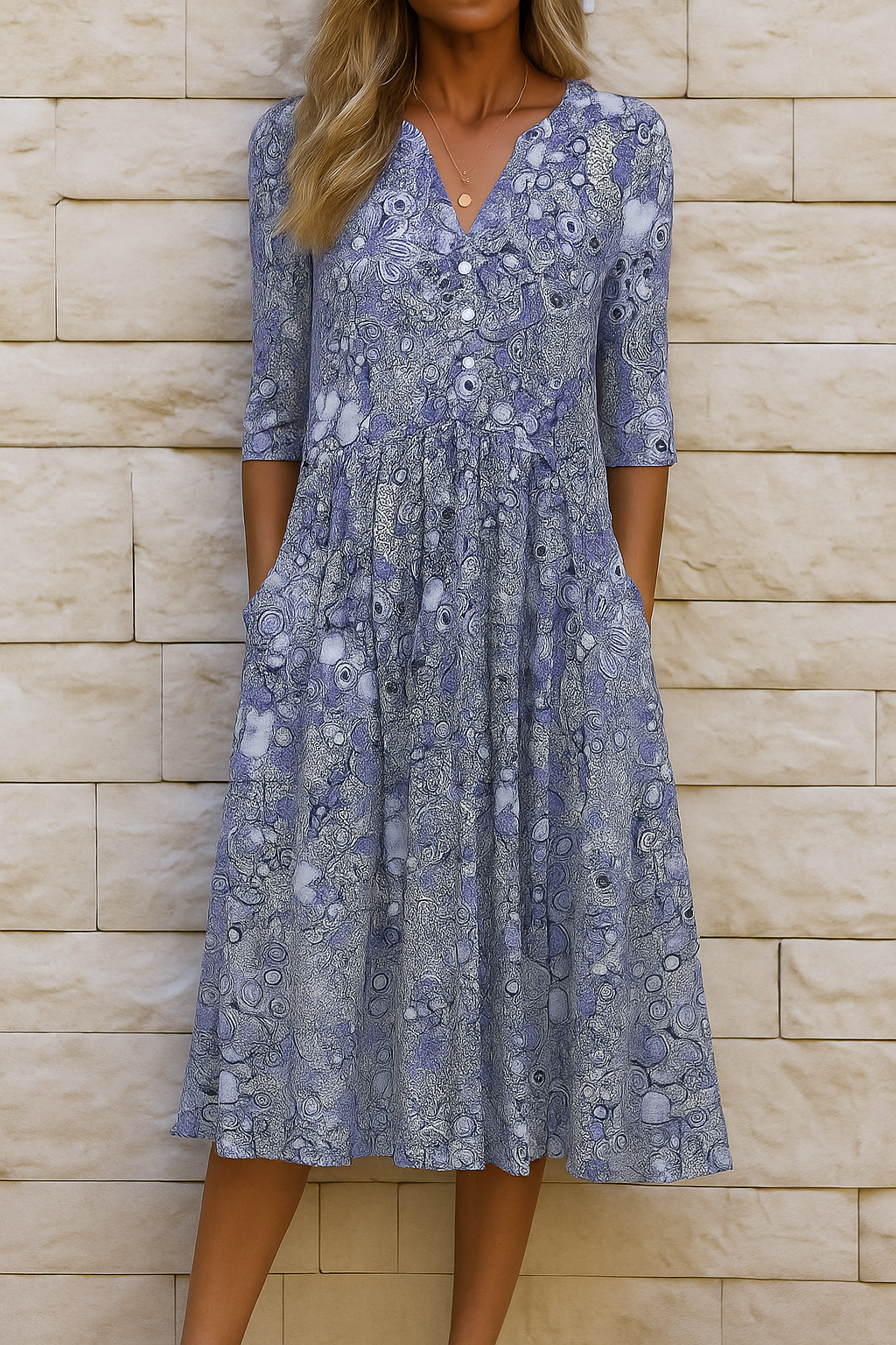 Elisa | Vestido midi fluido con escote en V
