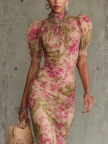 Elisa | Vestido largo estampado de rosas