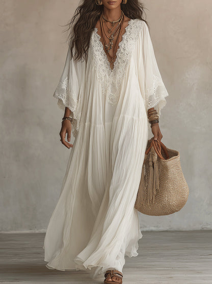 Candela | Vestido largo con escote bordado