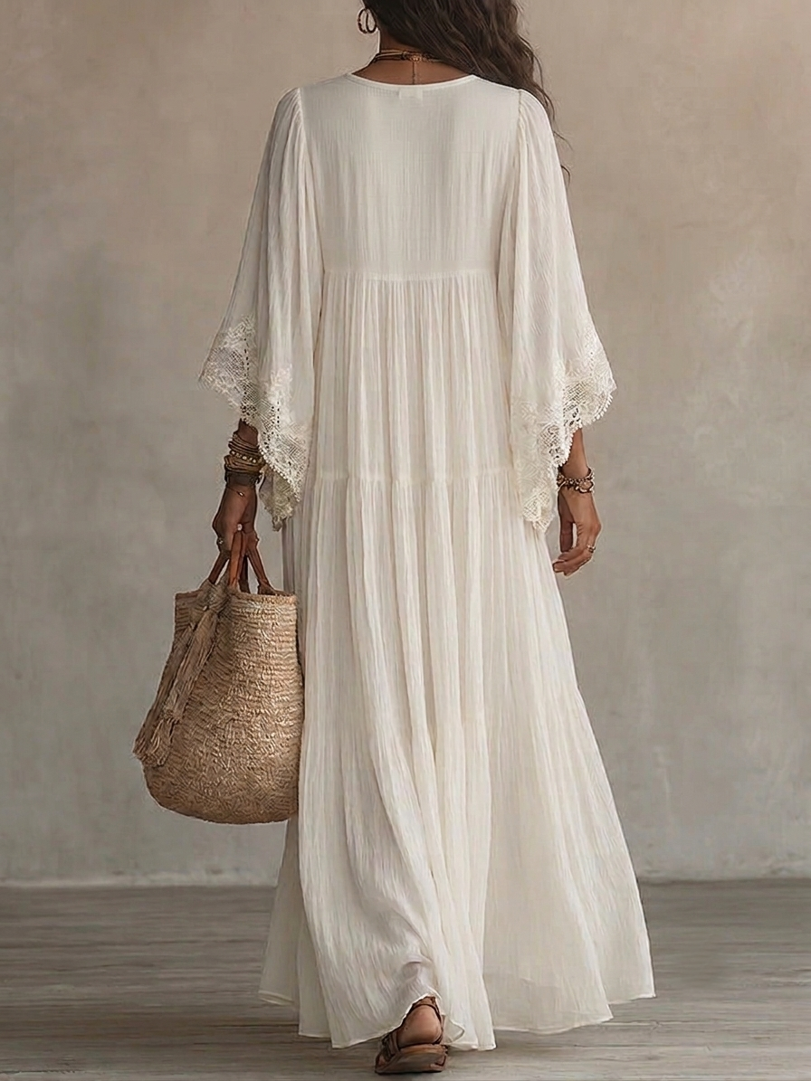 Candela | Vestido largo con escote bordado