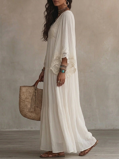 Candela | Vestido largo con escote bordado